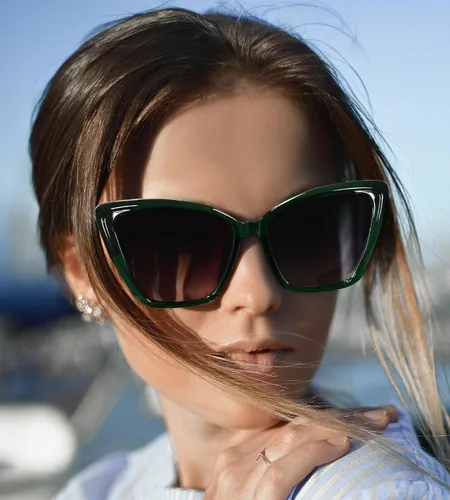Vista 3 de FEISEDY Gafas de sol polarizadas de moda para mujer, gafas de sol cuadradas retro para mujer con ojo de gato B4134