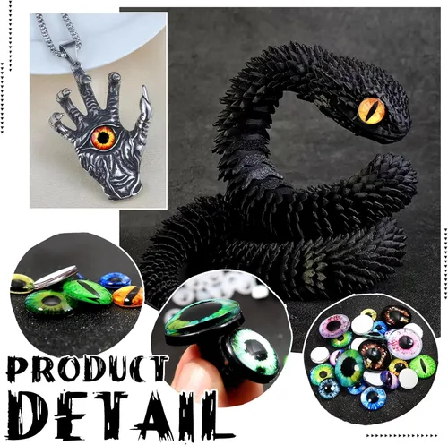 Vista 5 de TOAOB - 50 ojos de seguridad para Amigurumis de 0.551 in, 0.630 in, 0.709 in, 0.945 in, ojos de seguridad de dragón de cristal, para manualidades