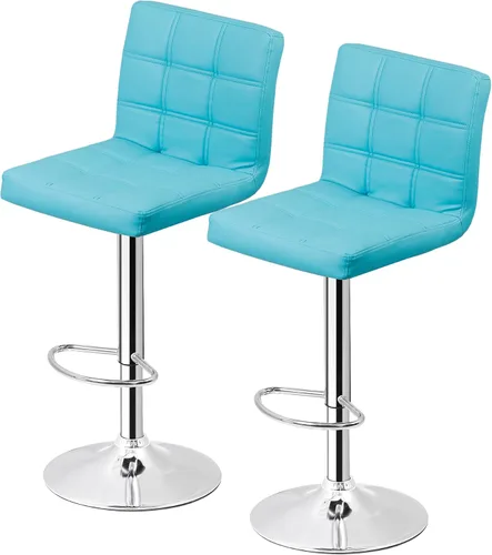Vista 10 de ZenStyle Taburetes de bar de altura de mostrador, juego de 2 taburetes de bar giratorios ajustables, sillas de cuero PU para taburete de cocina