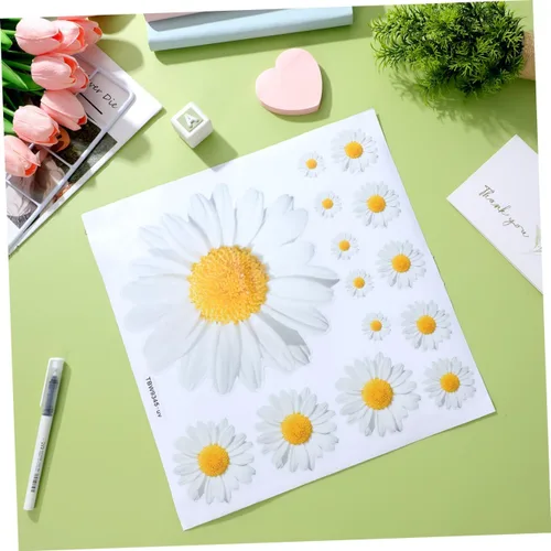 Vista 8 de Pegatina de pared de margaritas para decoración del hogar, diseño de flores autoadhesivas, para sala de estar, diseño único