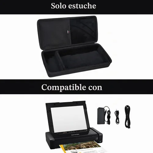 Vista 7 de Mchoi Funda rígida portátil compatible con la impresora móvil inalámbrica Epson Workforce WF-100/WF-110, solo funda (negro)