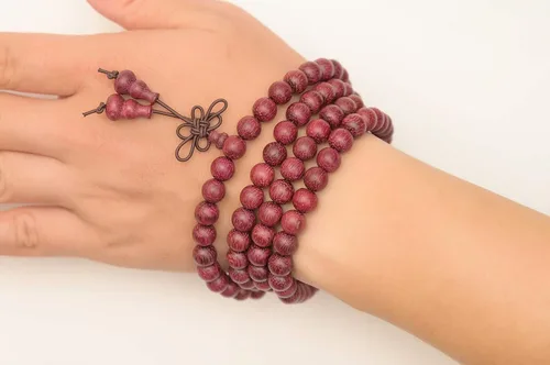 Vista 11 de Mala Beads Pulsera 108 0.315 in Meditación Sándalo Elástico..