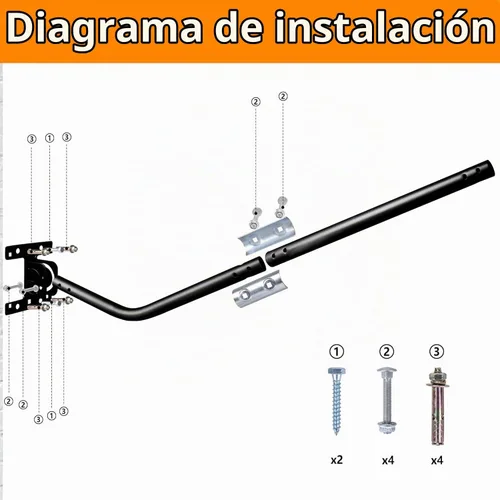Vista 5 de Soporte universal de antena de TV de 32.8 pulgadas, poste de montaje de antena ajustable, poste de mástil resistente a la intemperie, montaje en J