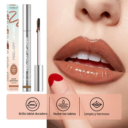 Vista 6 de BANGFENG Juego de 4 Delineadores de Labios Despegables con Tintura - De Larga Duración, A Prueba de Manchas, Tinte de Labios Mate Nude Resistente al