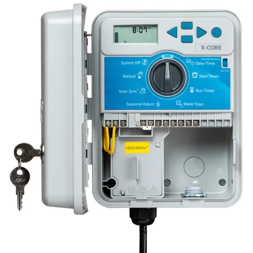 Vista 3 de Hunter X-Core XC400 Controlador de rociadores para exteriores de 4 zonas, temporizador de riego resistente a la intemperie para césped y jardín