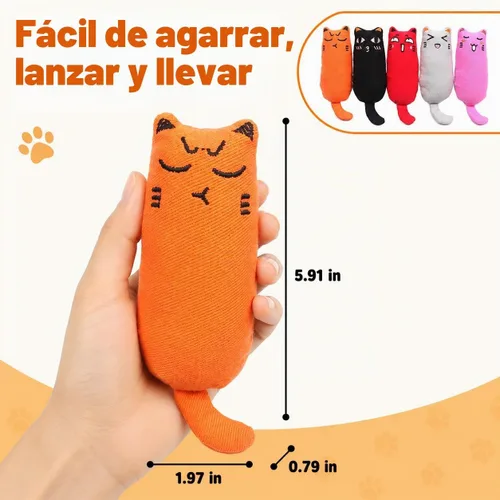 Vista 6 de Legendog - 5 piezas de juguete para gatos, masticable, resistente a mordeduras, diseño de gato, rellenos Varios