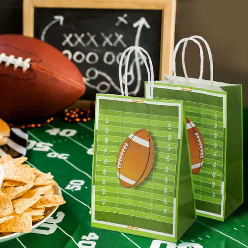 Vista 4 de Fainne 30 bolsas de regalo de fútbol americano con asas de 8.3 x 5.9 x 3.1 pulgadas, bolsa de golosinas de fútbol para aperitivos, dulces, regalos