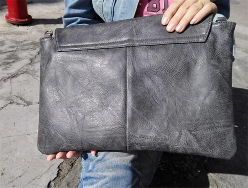 Vista 5 de Bolsos de mujer PU cuero femenino embrague bolso mensajero grande sólido alta capacidad