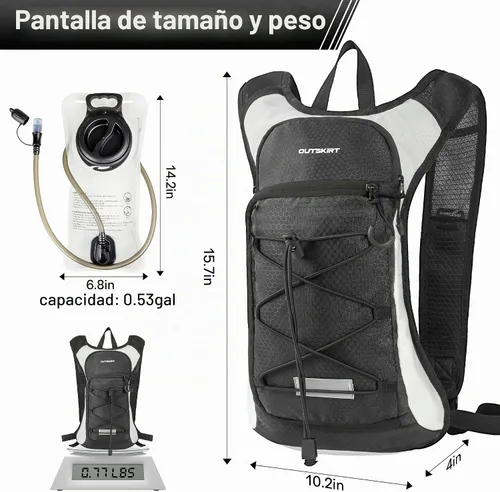 Vista 2 de OUTSKIRT Hydration Backpack with 2L Water Bladder, Lightweight and Breathable Running Hydration Pack, Water Backpack for Hiking, Cycling, Trail