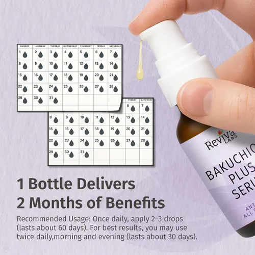 Vista 3 de Reviva Labs Suero Bakuchiol – Suero alternativo al retinol natural para la cara con alfalfa y extracto de alcachofa – Fórmula vegana hidratante