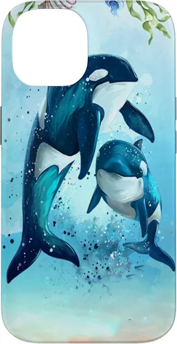 Vista 4 de iPhone 16 Orca Whales Animal Nature Case Men Women Boys Girls Orca Case