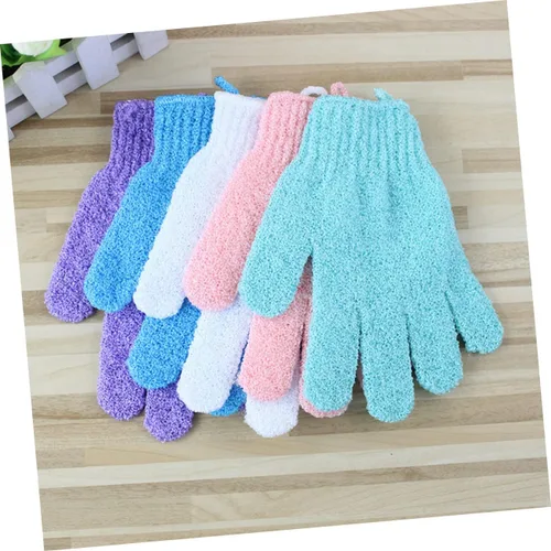Vista 5 de FRCOLOR 1 par de guantes exfoliantes para el cuerpo, guantes de baño, guantes de baño, guantes de ducha, guantes de spa, toalla blanca exfoliante