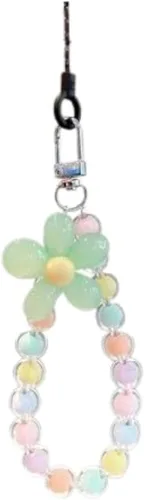 Vista 2 de Colorful Flower Daisy Transparent Beaded Phone Charm Y2K Cute Phone Strap Pink Yellow Green Daisy Lanyard Jewelry Keychain Charm for Women