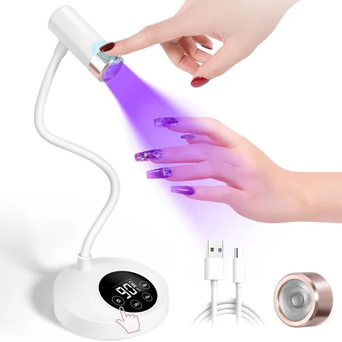 Vista 13 de AORAEM - Lámpara de uñas UV, cuello de cisne, mini luz UV para uñas de gel