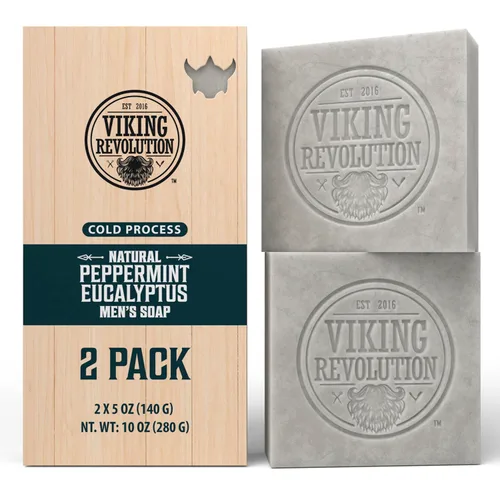 Vista 11 de Viking Revolution Jabón natural de bergamota para hombres, barra de jabón para hombre con aceites esenciales prensado en frío para hombres, jabón