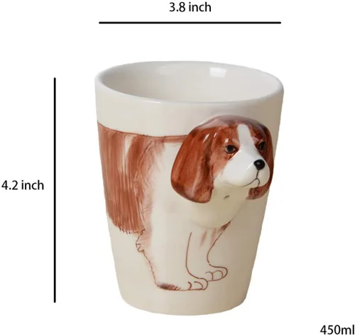 Vista 5 de Taza de cerámica de animales pintados a mano (13.66oz) (Beagle)