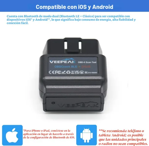 Vista 4 de Veepeak OBDCheck BLE+ Bluetooth OBD II escáner para iOS y Android, lector de código de motor de verificación de coche, herramienta de escaneo
