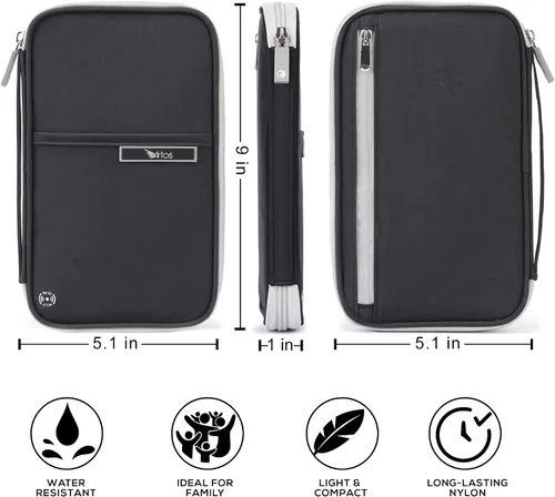 Vista 3 de ARTOS Carpeta de viaje para organizador de documentos, Negro -, Cartera Rfid