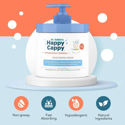 Vista 2 de Crema hidratante Happy Cappy – Crema para bebés con tendencia al eccema, loción para piel seca para bebés, niños pequeños y niños, formulada por