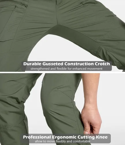 Vista 5 de CARWORNIC Pantalones tácticos ligeros para hombre, pantalones cargo militares, resistentes al agua, para senderismo, trabajo