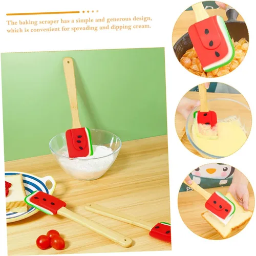 Vista 7 de Espátula de silicona con diseño de sandía, mango ergonómico para remover tartas, para un uso seguro y cómodo para hacer postres y más