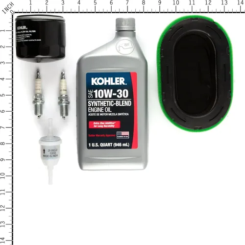 Vista 2 de Kohler Kit de mantenimiento de la serie 7000 32-789-02-S 10W-30 Pre limpiador Filtro de combustible Filtro de aire Bujía