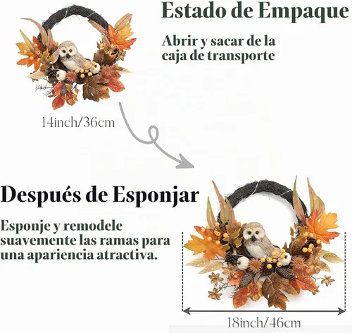 Vista 6 de Valery Madelyn Corona de otoño de 18 pulgadas para puerta principal