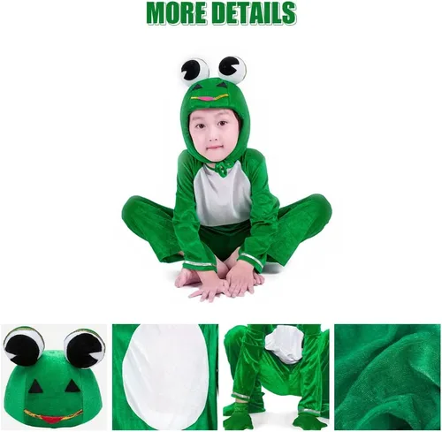 Vista 5 de lontakids Disfraz de rana para niños y niñas, disfraz de animal para cosplay