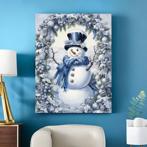 Vista 3 de VONBOR Kit de pintura de diamante de muñeco de nieve para adultos y niños principiantes, arte de diamantes de Navidad para adultos, taladro redondo