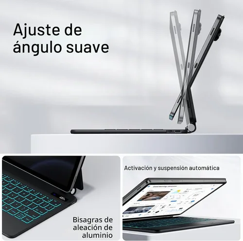 Vista 7 de JUQITECH Funda para Teclado Mágico para Samsung Galaxy Tab S10 Lite S10 FE 2025 S9 FE 10.9 Pulgadas S11 S9 S8 S7 11", Soporte Magnético