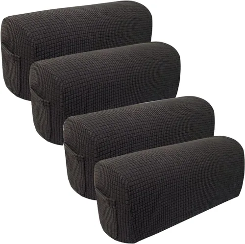 Vista 11 de Juego de 4 fundas elásticas para brazos de sofá, con bolsillo, fundas extraíbles antideslizantes para reposabrazos para sillón reclinable