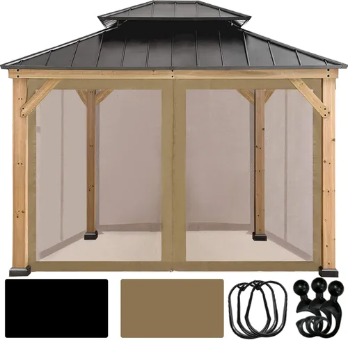 Vista 18 de Coastshade Panel de toldo de pérgola de repuesto para pérgola de 8 pies, paneles de privacidad para cenadores con 10 anillos de cortina y ganchos