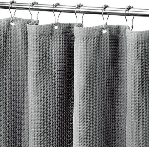 Vista 17 de MISS SELECTEX Cortina de ducha de tela lavable a máquina, clásica tela gruesa de punto gofre, duradera para baño, tela repelente al agua de alta