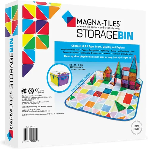 Vista 2 de Cubo de almacenamiento y alfombrilla de juegos interactiva MAGNA-TILES, La marca ORIGINAL de construcción magnética
