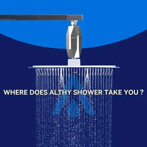 Vista 2 de ALTHY Filtro de agua revitalizante para cabezal de ducha con vitamina C, reduce el cloro, los metales pesados y suaviza el agua dura, evita