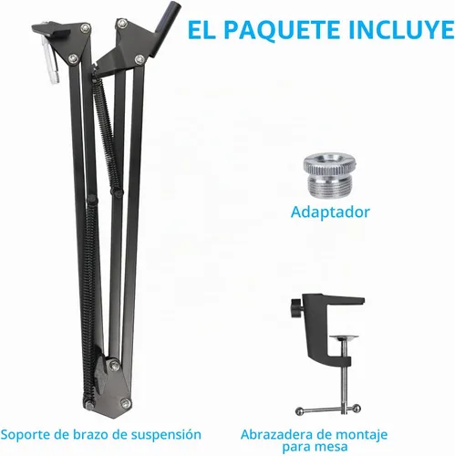 Vista 5 de Braza de micrófono para QuadCast S - Brazo de boom para HyperX QuadCast 2, QuadCast SoloCast, Blue Yeti, Fifine AM8, Rode, Shure, Razer, micrófono
