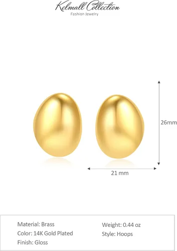 Vista 50 de KELMALL Aretes tipo argolla de oro de 14 quilates para mujer, hipoalergénicos, gruesos, redondos, no se deslustra, para orejas sensibles