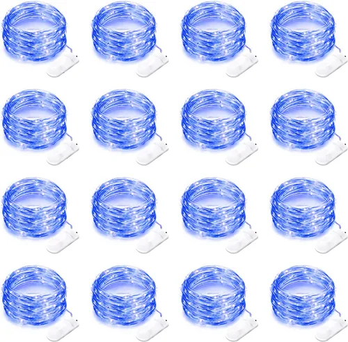 Vista 13 de Paquete de 16 Luces LED de Hadas Operadas con Batería Luces de Cadena de 10 Pies 30 LED Impermeables Luces Centelleantes Luces para Frascos Mason
