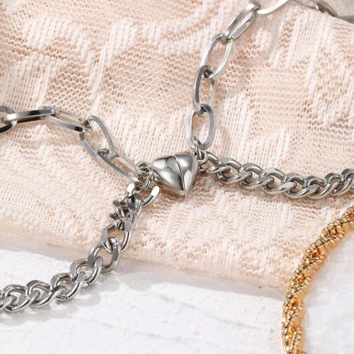 Vista 7 de GIEIWIW Magnetic Couple Bracelet Set Friendship Couple Long Distance Bracelet Gold Bracelet Women Men for Graduation Valentine's Day Father's Day