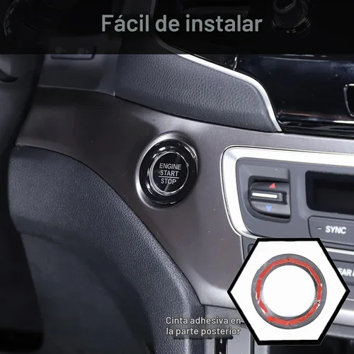 Vista 5 de Marco del botón del interruptor de arranque del motor para Honda Pilot 2016-2022/Ridgeline 2017-2023/Passport 2019-2023, material ABS, adhesivo