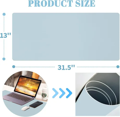 Vista 4 de Tapete de escritorio de borrado en seco, pizarra blanca de escritura borrable para hacer planes Waterproof Desk Pad, Non-Slip Large Desktop