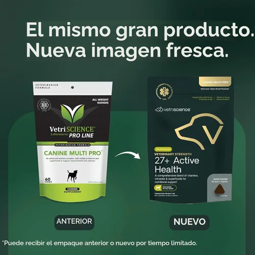Vista 2 de VetriScience Veterinary Strength 27+ Salud activa, pato, 60 masticables