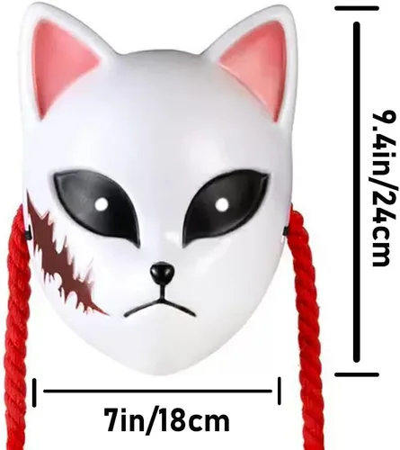 Vista 2 de Oikawa Sabito - Máscara de zorro para cosplay, accesorios de anime, accesorio de disfraz con collar para Halloween