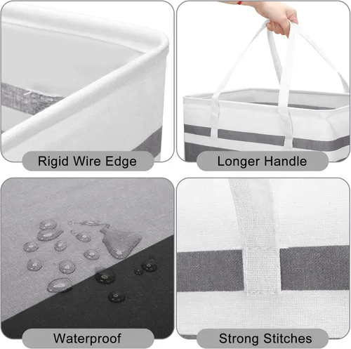 Vista 3 de Foaincore Paquete de 6 cestas de lavandería de 75 L, cesta grande para ropa sucia, a granel, impermeable, plegable, con asas en dormitorio, baño