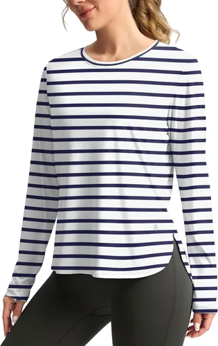Vista 32 de Camisetas de sol para mujer, con protección ultravioleta FPU 50+, manga larga, ligera, de secado rápido, para entrenamiento, senderismo, para mujer