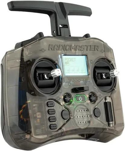 Vista 2 de Control remoto portátil de bolsillo RadioMaster Hall Gimbal EdgeTX con luz LED incorporada Modo 2 (Carbón, ELRS)