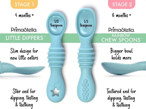 Vista 6 de PrimaStella Cucharas de silicona para bebés de 6 piezas, cucharas para bebés de primera etapa, cuchara de entrenamiento para bebés de punta suave