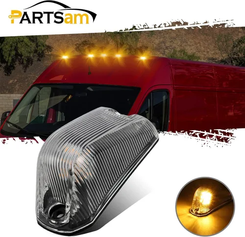Vista 3 de Partsam 5 piezas Lentes de luces de posición para techo de cabina ahumadas con luces LED ámbar de repuesto para Ram ProMaster 2014 2015 2016 2017
