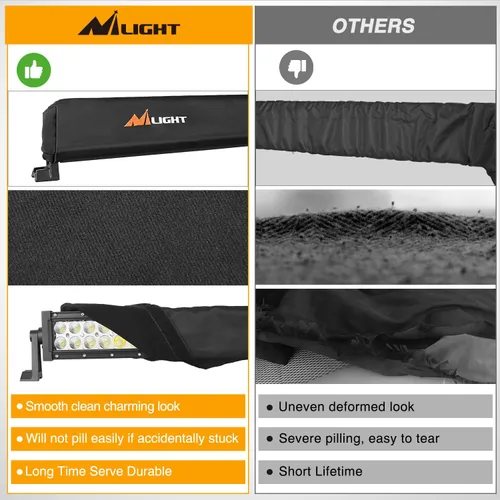 Vista 6 de Nilight Cubierta de barra de luz LED de 22 pulgadas, funda protectora de nailon negro, ajuste universal, barra recta y curva, impermeable, a prueba