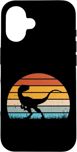 Vista 32 de Retro Sunset Jurassic Velociraptor Dinosaur Case for iPhone 17